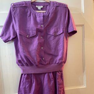 50% off sale 💓💜💓Vintage 1980s linen two piece women’s outfit blouse w/ shorts